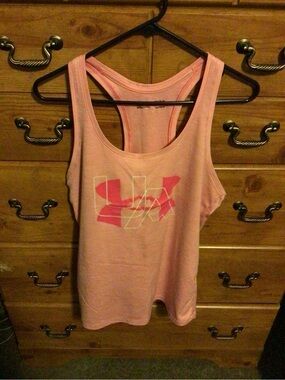 Under Armour Light Pink Racerback Tank with Graphic Logo